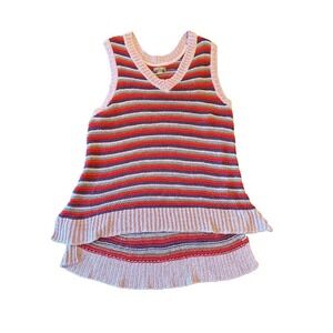 Sleeveless Falls Creek Striped Knit Sweater Vest 1X Multicolor Acrylic/Nylon